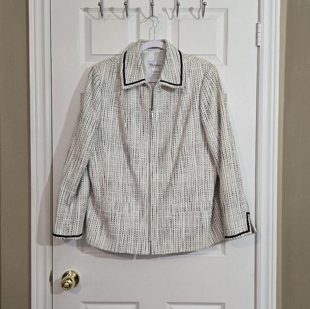 TanJay Women's Zipper Up Business Jacket ~ Size 14 ~ EUC ~